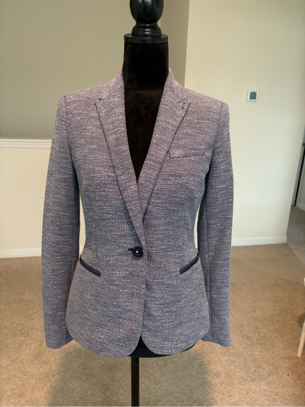 Tommy Hilfiger Blue-Grey Knit Blazer w/ Elbow Patches Size 0 Fits 2-4